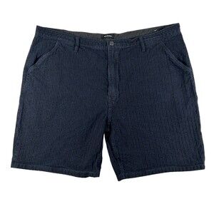 True Religion Shorts Mens 44 Blue Pinstripe Denim Chino Flat Front 8" Inseam